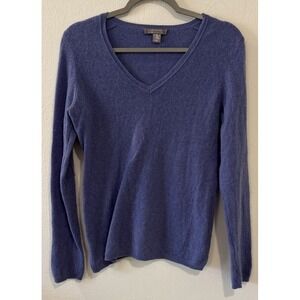 Charter Club Women's Sweater Medium M Purple V-Neck 2-Ply 100% Cashmere